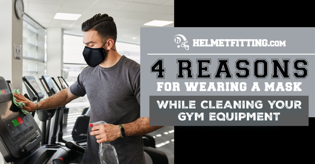 wearing a mask while cleaning your gym equipment