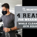 wearing a mask while cleaning your gym equipment